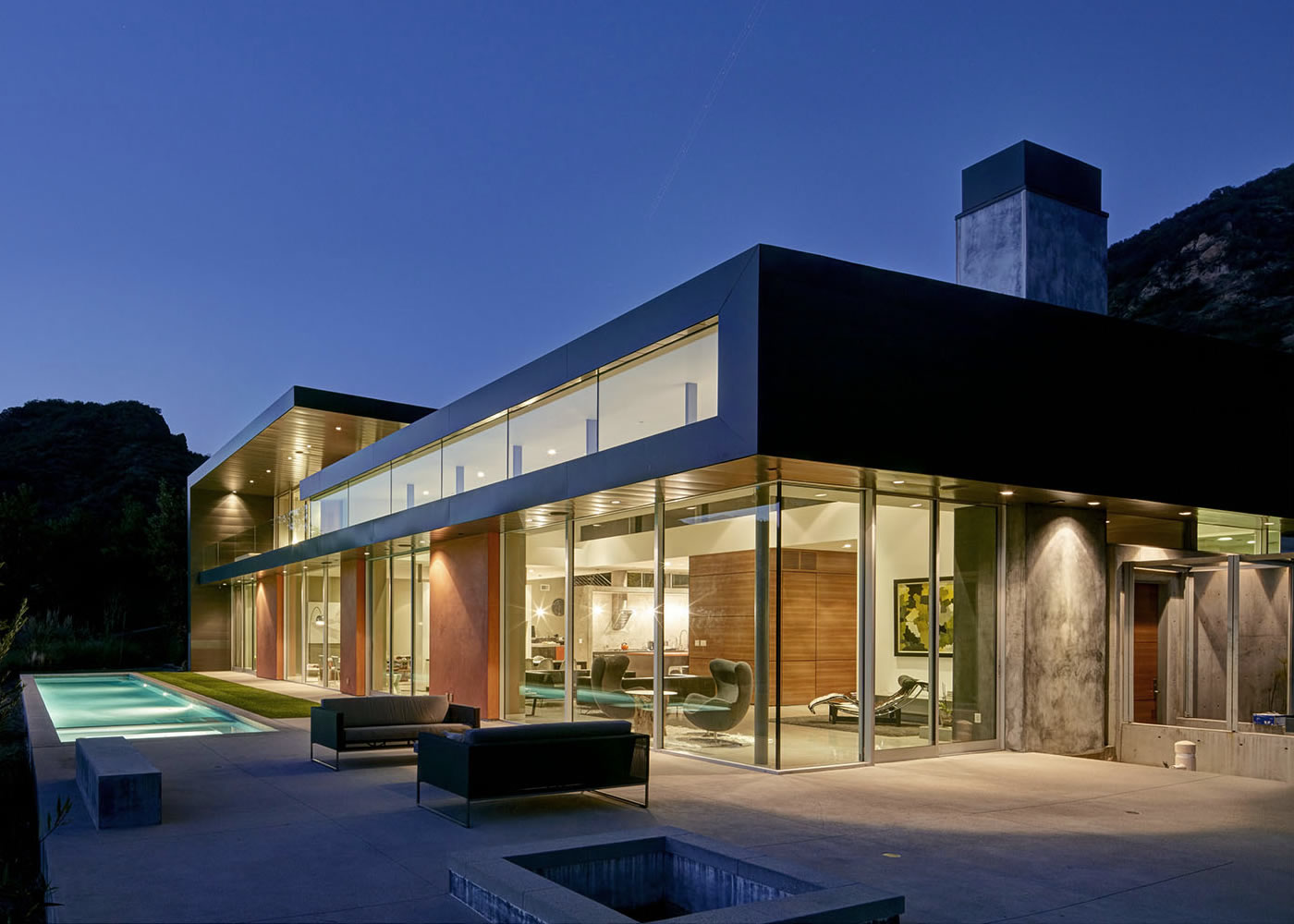 Modern house at night